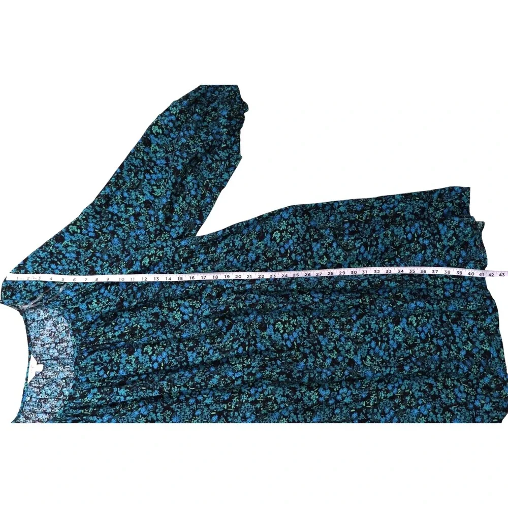 Terra & Sky Women's 3X Dress Blue Floral Cottagecore‎ Peasant Spring Drape NWTs